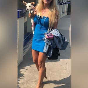 Urban Outfitters blue strapless dress